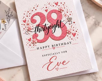 Personalized 38th Birthday Card: Elegant Handmade Design