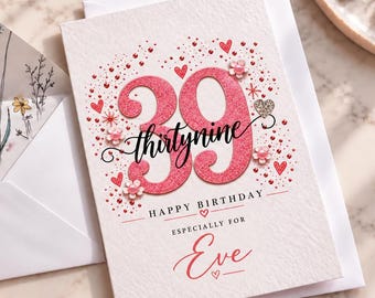 Personalized 39th Birthday Card: Elegant Milestone Design