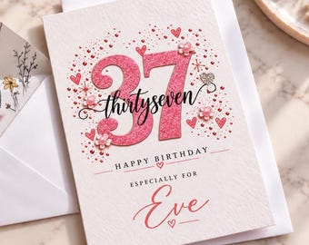 Personalized 37th Birthday Card: Elegant Thirty Seven Design