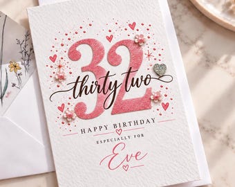 Personalized 32nd Birthday Card: Elegant Thirty-Second Design
