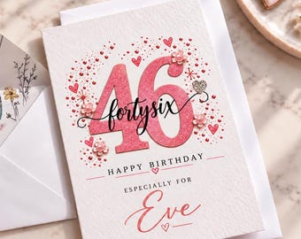 Personalised 46th Birthday Card, Fortieth Card