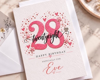 Personalised 28th Birthday Card, Twenty-Eighth Card