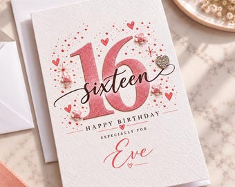 Personalised 16th Birthday Card, Sixteenth Card
