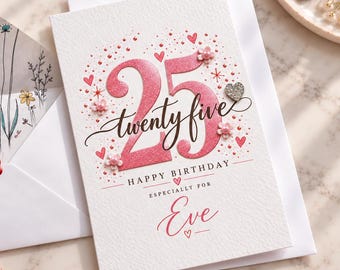Personalised 25th Birthday Card, Twentieth Card
