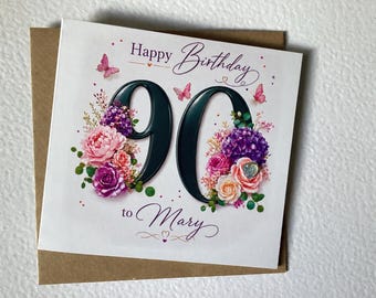 Personalised 90th Birthday Card, Ninetieth Card
