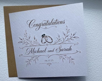 Personalised Wedding Card, Pearl Heart, Congratulations, Kraft Envelope