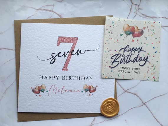 Personalized 7th Birthday Card: Elegant Seventh Birthday Theme
