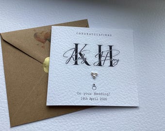 Personalised Wedding Card, Luxury Cardstock, With Envelope