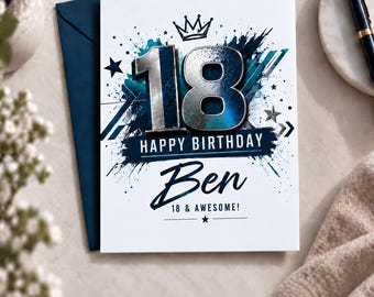 Personalised 18th Birthday Card, Eighteenth Card, 18th Birthday