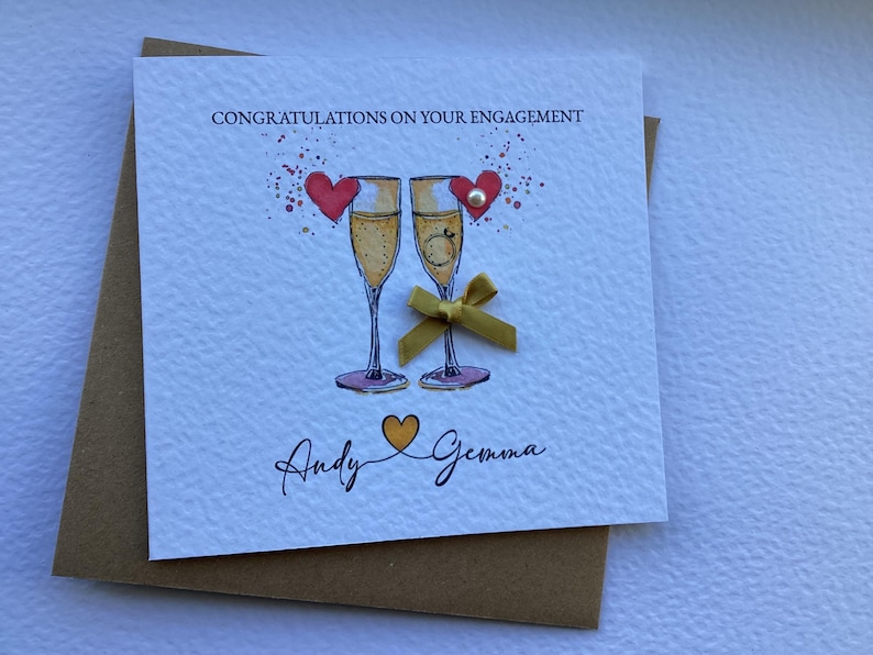 Personalised Engagement Card, Chamapgne Engagement Card, Congratulations On Your Engagement Card, Engagement Initial Card Bild 2