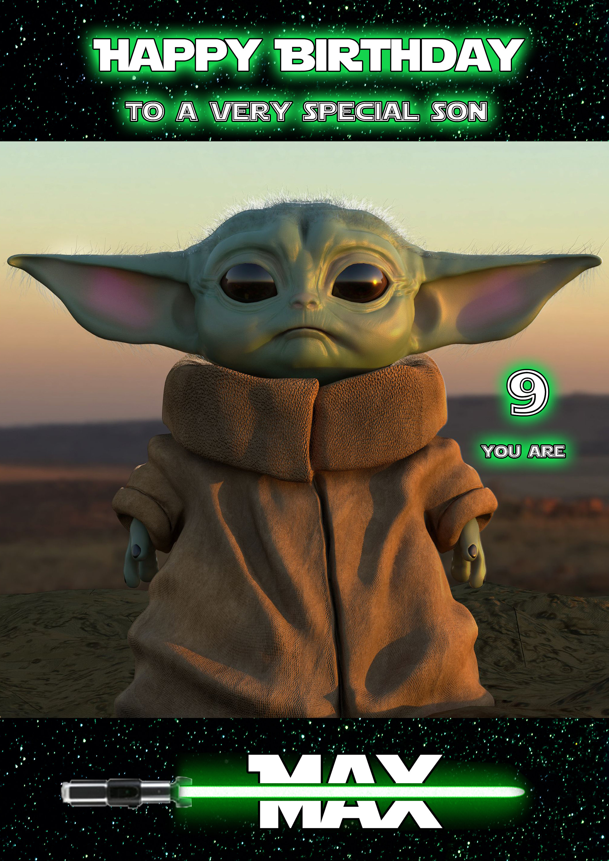 Baby Yoda Birthday Card. | Etsy