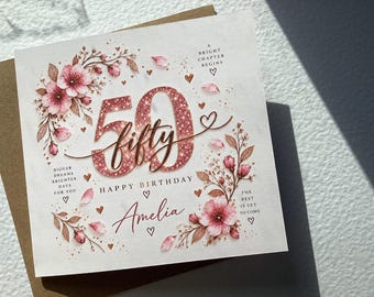 Personalised 50th Birthday Card, Fiftieth Card