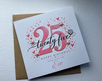 Personalized 25th Birthday Card: Elegant Twenty-Fifth Design