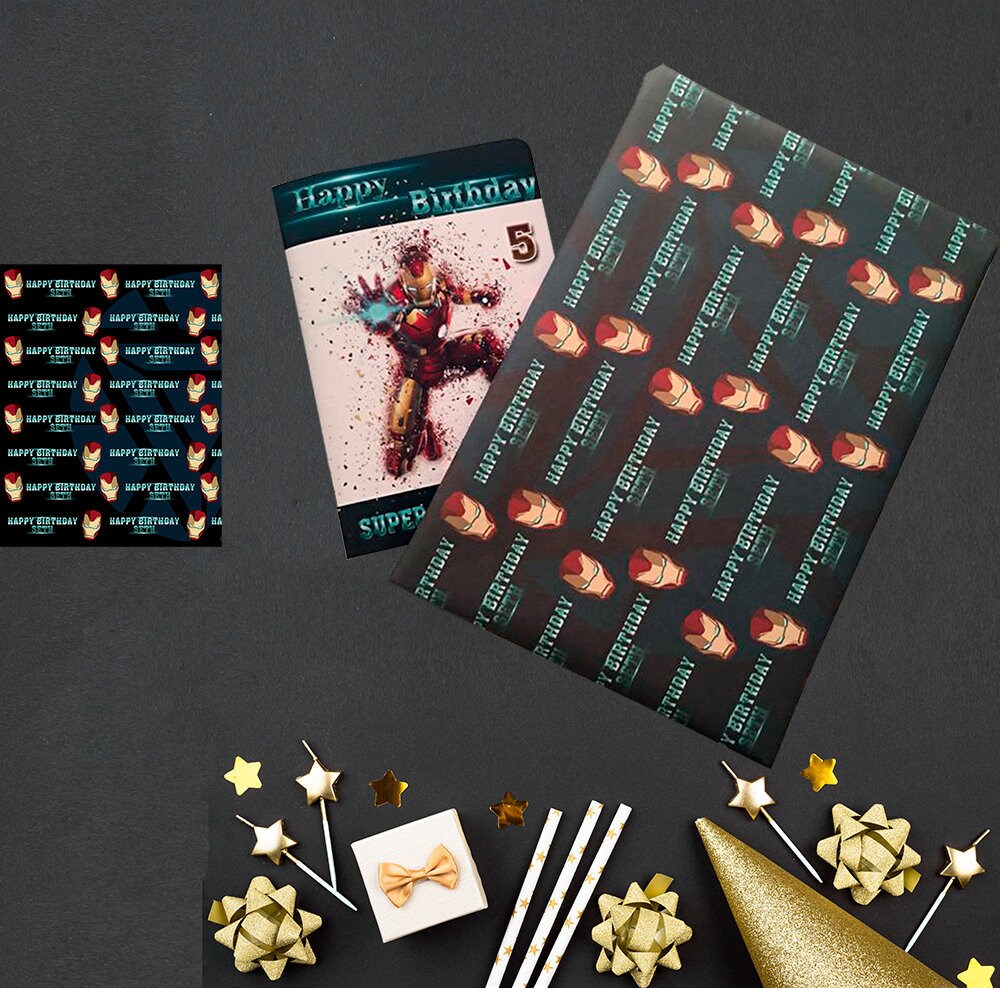 Iron Man Wrapping Paper Personalised Wrapping Paper Etsy