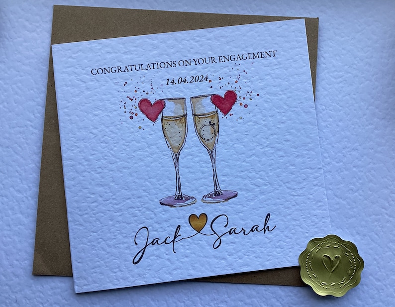 Personalised Engagement Card, Chamapgne Engagement Card, Congratulations On Your Engagement Card, Engagement Initial Card PLAIN