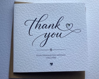Personalised Thank you Card,Heart Greeting, Congratulations, Kraft Envelope