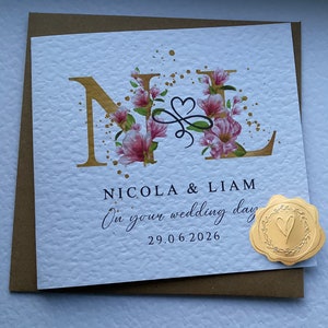 Personalised Wedding Initial Card | Wedding Watercolour Card