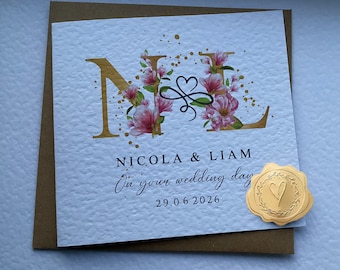 Personalized Wedding Initial Card | Floral Watercolor Design