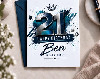 Personalised 21st Birthday Card, Twenty First Card