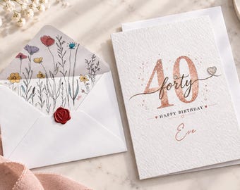 Personalised 40th Birthday Card, Fortieth Card