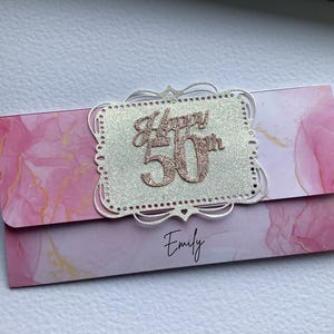 Personalised 50th Birthday Card, Fiftieth Card CARD + WALLET 2