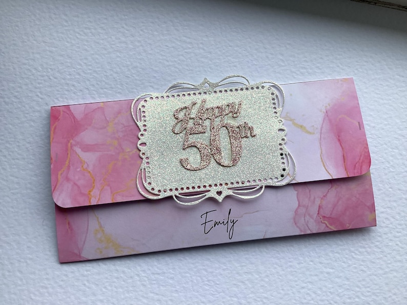 Personalised 50th Birthday Card, Fiftieth Card CARD + WALLET 2