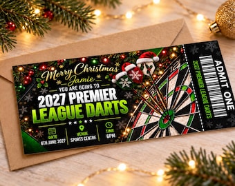 Personalised Darts Ticket, Premier League Darts, Christmas Gift, Darts Ticket