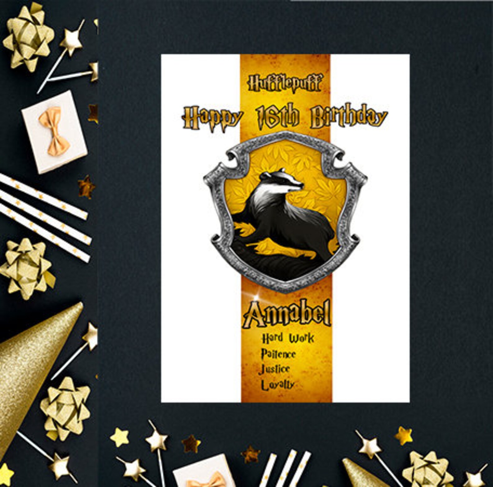 Harry Potter Hufflepuff Birthday Card | Etsy