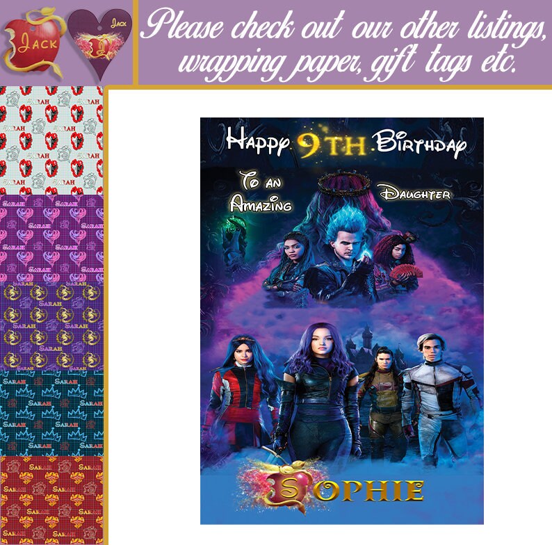 Descendants Birthday Card Personalised | Etsy UK