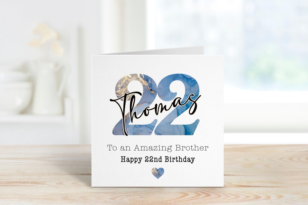 Personalized 22nd Birthday Card: Elegant Marble Design - Etsy