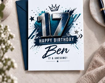 Personalised 17th Birthday Card, Seventeenth Card