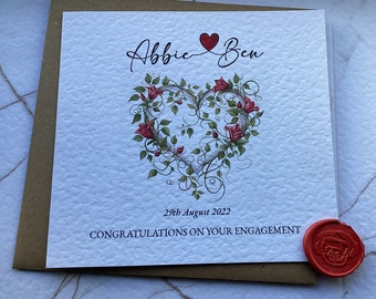 Personalized Rose Vine Engagement Card, Elegant Gift