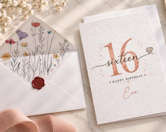 Personalised 16th Birthday Card, Sixteenth Card