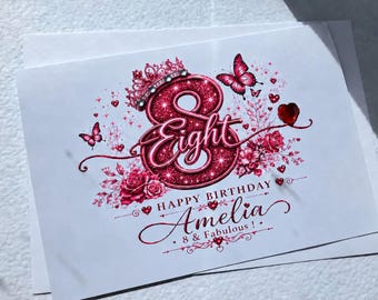 Personalised 8th Birthday Card, Eighth Keepsake for Daughter, Granddaughter, Niece