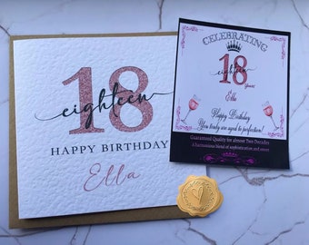 Personalised 18th Birthday Card, Eighteen Birthday Card