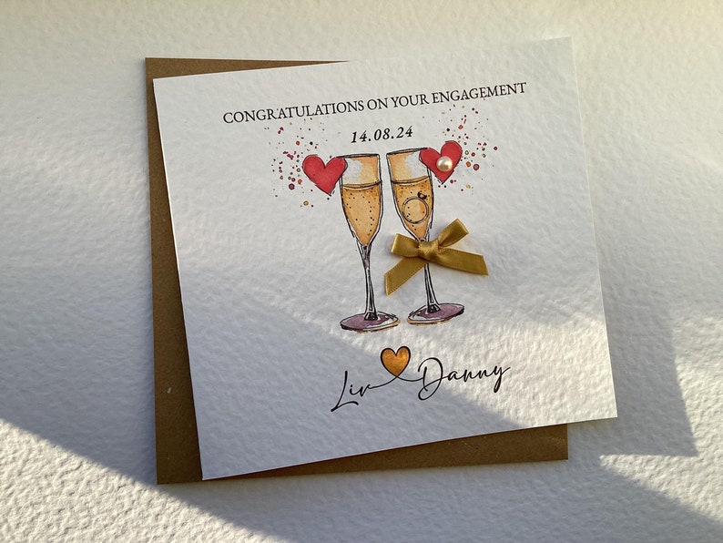 Personalised Engagement Card, Chamapgne Engagement Card, Congratulations On Your Engagement Card, Engagement Initial Card EMBELLISHMENTS