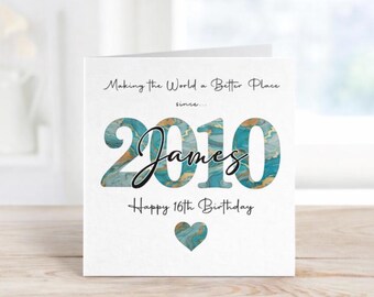 Personalised 16th Birthday Card, 2010 Sixteenth Card