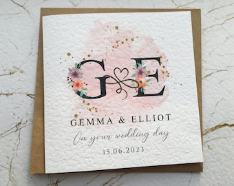 Personalised Wedding Initial Card | Wedding Watercolour Card