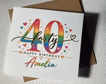 Personalised 40th Birthday Card, Fortieth Card
