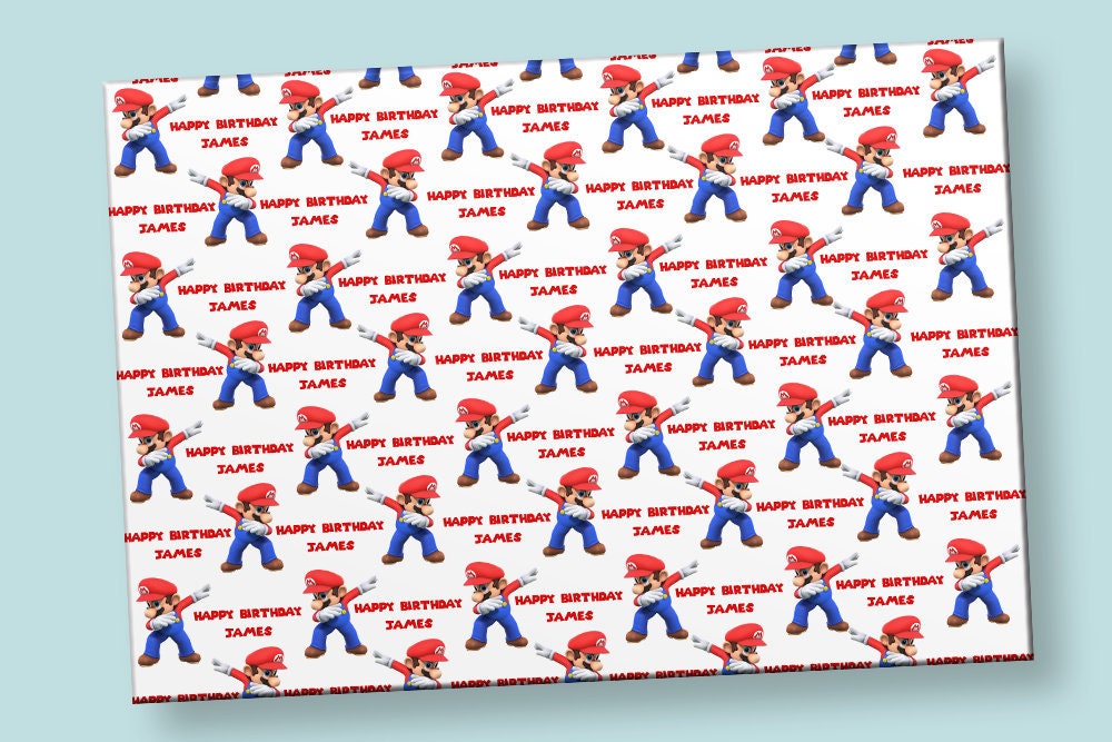 Super Mario Wrapping Paper Personalised Wrapping Paper Etsy
