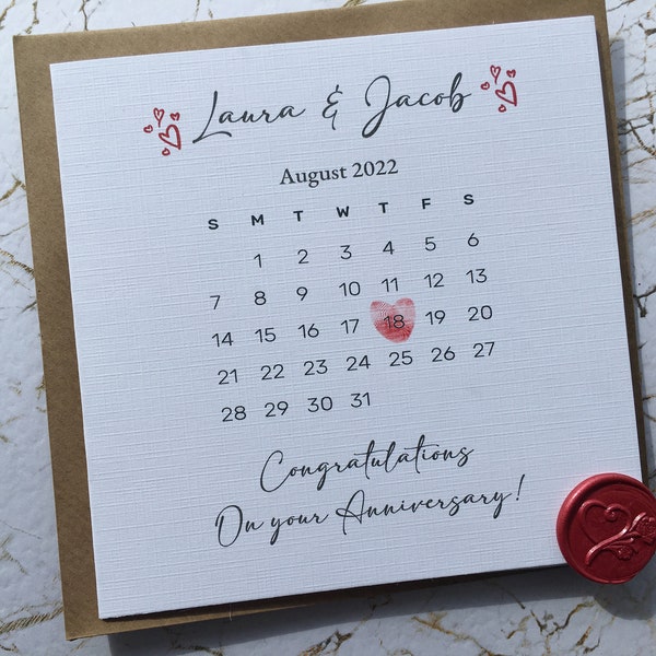 Personalised Anniversary Card, 1st anniversary Gift, First Anniversary Card