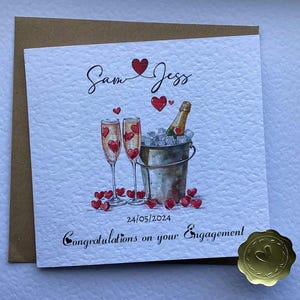 Personalised Engagement Card, Chamapgne Bucket Engagement Card, Congratulations On Your Engagement Card