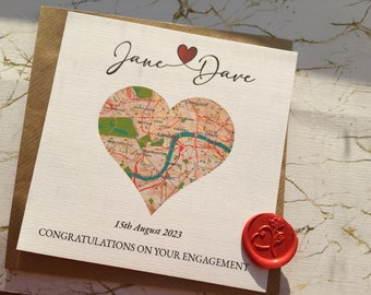 Personalised Engagement Vintage Map Card, You're Engaged Gift, Map Card