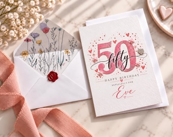 Personalised 50th Birthday Card, Fiftieth Card