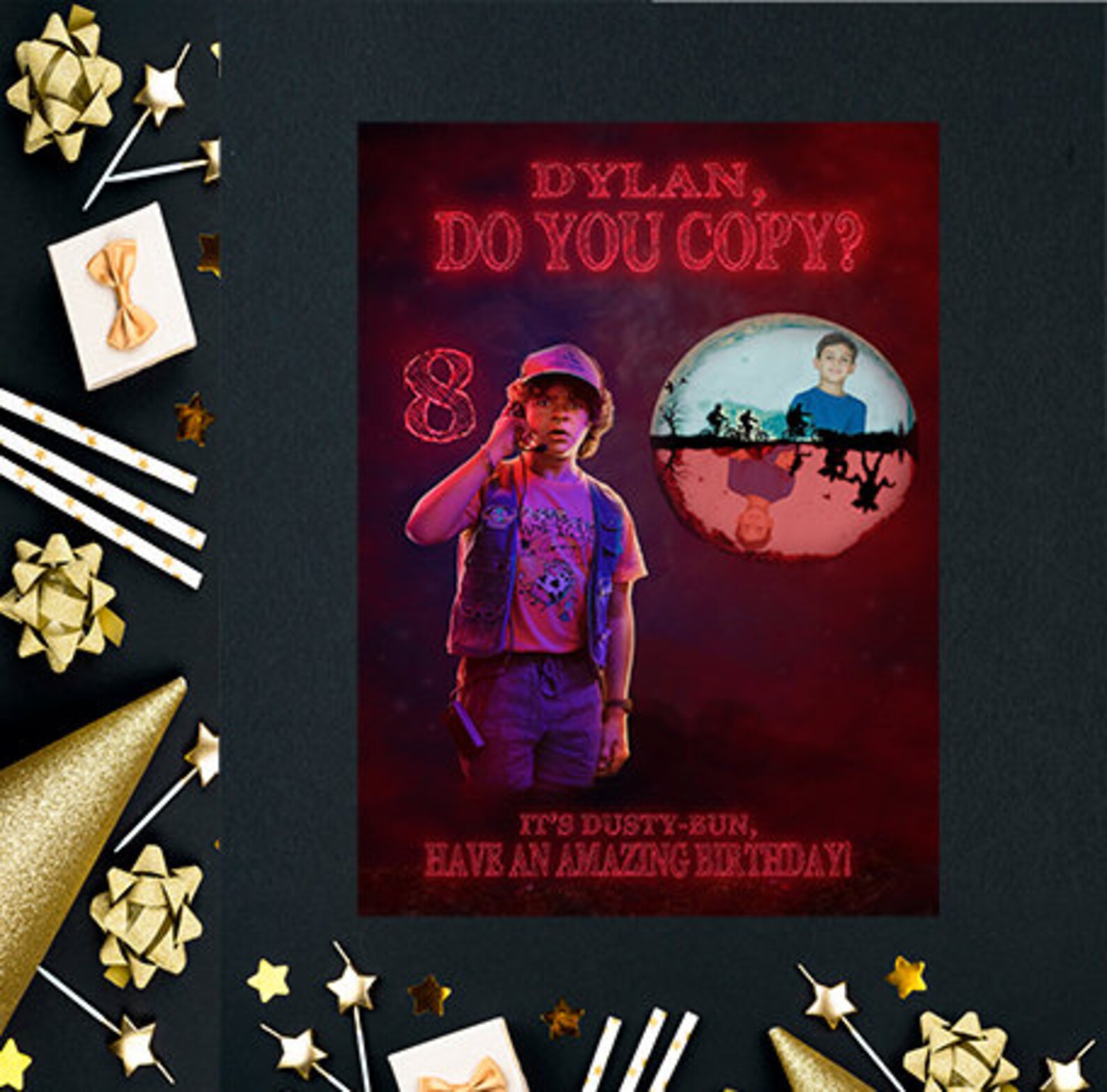 Stranger Things Birthday Card Personalised Photo | Etsy