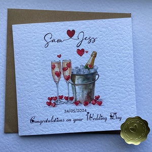 Personalised Wedding Initial Card | Wedding Champagne Watercolour Card