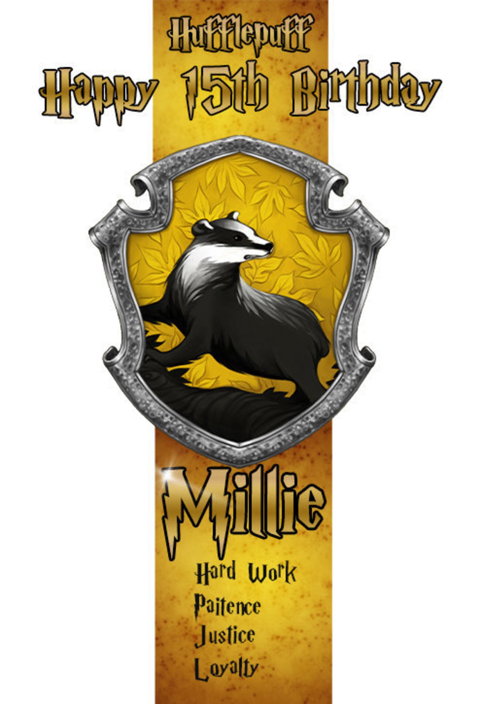 Harry Potter Hufflepuff Birthday Card | Etsy