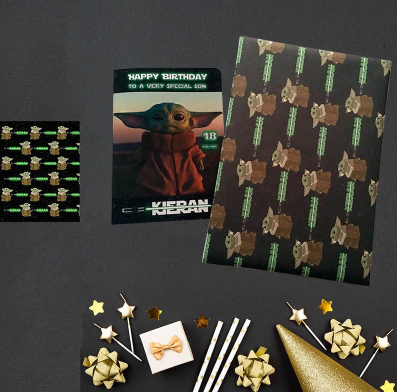 Baby Yoda Wrapping Paper Personalised Wrapping Paper Etsy