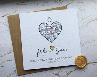 Custom Map Engagement Card, Map Engagement Card, Congratulations On Your Engagement Card