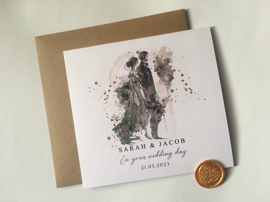 Personalized Wedding Card: Watercolor Linen Cardstock - Etsy